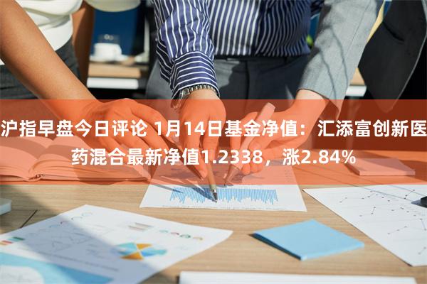 沪指早盘今日评论 1月14日基金净值：汇添富创新医药混合最新净值1.2338，涨2.84%
